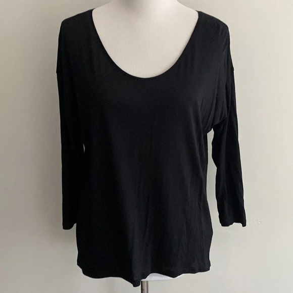 ·J Crew·Drop Shoulder Scoopneck Tee, NWT, Medium, Black; Longer in back - Picture 2 of 8